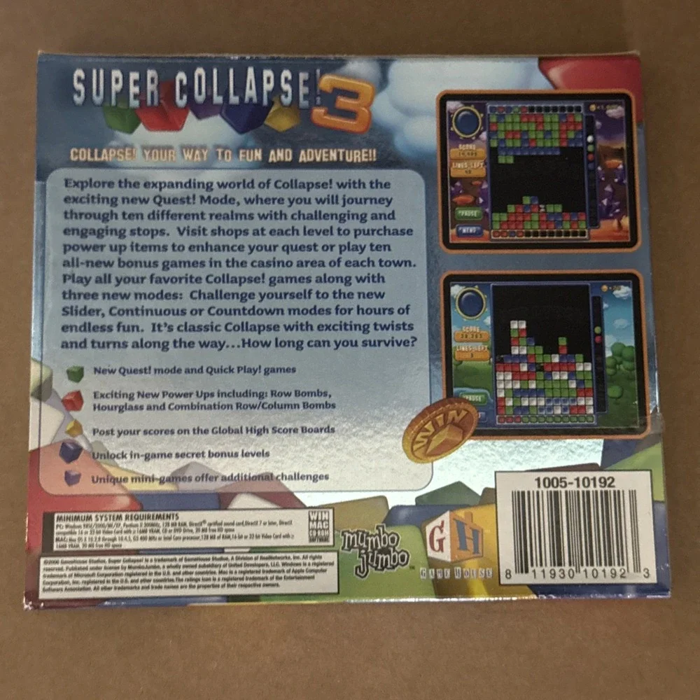 Super Collapse 3, PC, CD  Excellent condition (CAB1S1)................